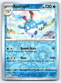 Pokemon Azumarill SV02: Paldea Evolved PAL Uncommon Reverse Holofoil 045/193 NM - Image 1