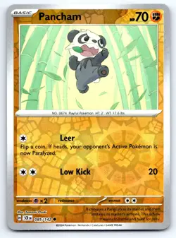 Pokemon Pancham SV07: Stellar Crown SCR Common Reverse Holofoil 085/142 NM - Image 1