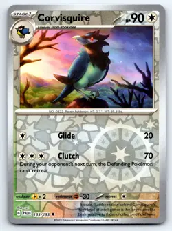 Pokemon Corvisquire SV02: Paldea Evolved PAL Reverse Holofoil 165/193 NM - Image 1
