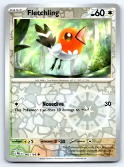 Pokemon Fletchling SV02: Paldea Evolved PAL Common Reverse Holofoil 163/193 NM - Image 1
