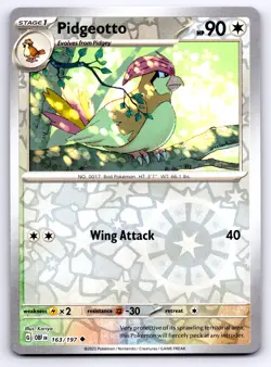 Pokemon Pidgeotto SV03: Obsidian Flames OBF Uncommon Reverse Holofoil 163/197 NM - Image 1