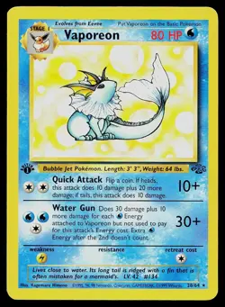 Pokemon Card Jungle Vaporeon 28/64 Rare 1st Edition - Image 1