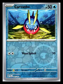Carvanha Common Reverse Holo 042/162 TEF SV05: Temporal Forces Pokemon TCG - Image 1