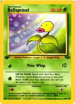 Pokemon TCG 1st Edition Jungle Bellsprout 49/64 Common LP - Image 1