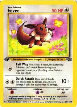 Pokemon TCG Eevee Jungle 51/64 Regular Common 1st Edition LP - Image 1