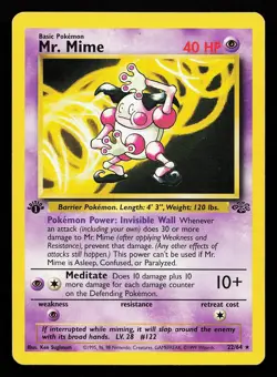 Mr. Mime 22/64 1st Edition Rare Jungle Pokemon Card - Image 1