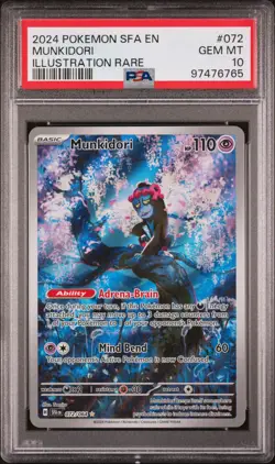 2024 POKEMON SFA EN-SHROUDED FABLE ILLUSTRATION RARE #072 MUNKIDORI PSA 10 - Image 1