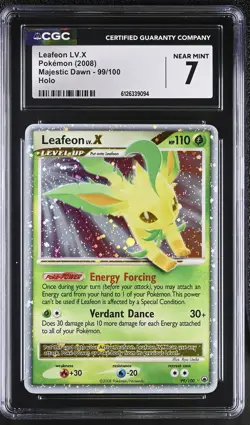 CGC 7 Leafeon LV.X 99/100 Holo Majestic Dawn Pokemon Card - Image 1