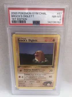 PSA 8 Pokemon 1st Edition Gym Challenge Brock’s Diglett 67/132 Common Card NM-MT - Image 1