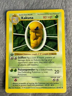 Kakuna Shadowless 1st Edition 33/102 Base Set Regular 1999 Pokemon Card - Image 1