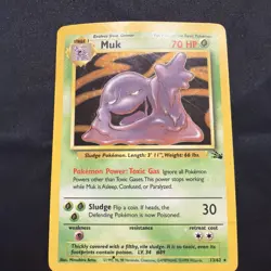 Pokemon TCG Muk (13) Fossil Holo Rare 13/62 Unlimited Holo Heavy Play - Image 1