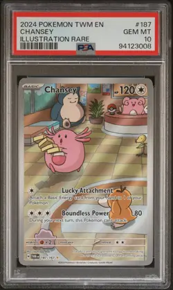 2024 POKEMON TWM EN-TWILIGHT MASQUERADE ILLUSTRATION RARE #187 CHANSEY PSA 10 - Image 1