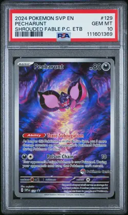 2024 POKEMON SHROUDED FABLE POKEMON CENTER ETB PROMO SVP #129 PECHARUNT PSA 10 - Image 1