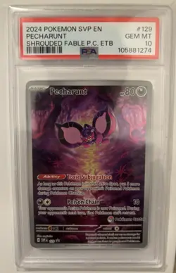 Pecharunt Pokemon Center Promo Card 129 SV: Scarlet & Violet PSA 10 - Image 1