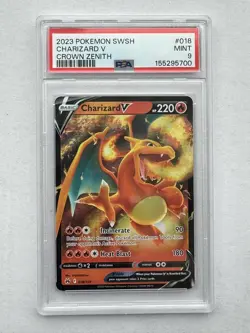 2023 POKEMON SWORD AND SHIELD CROWN ZENITH 018 CHARIZARD V - PSA 9 - Image 1