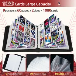 1080 Pockets Baseball Card Binder 9 Pocket Trading Card Binder With 60 Remova... - Image 2