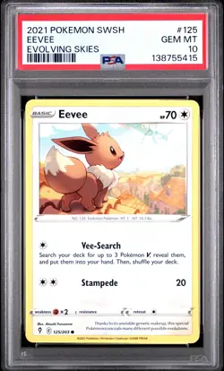2021 POKEMON SWORD & SHIELD EVOLVING SKIES #125 EEVEE PSA 10 - Image 1
