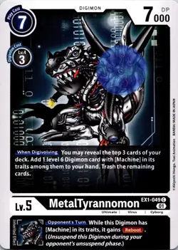 MetalTyrannomon EX1-049 Black Common Ultimate (LV5) Digimon CCG Card - Image 1