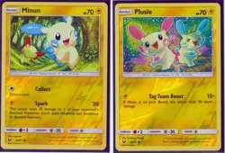 POKEMON 2017 MINUN 34/78 & PLUSLE 33/78 - SHINING LEGENDS -COMMON - REVERSE HOLO - Image 1
