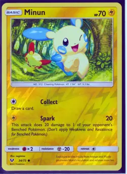 POKEMON 2017 MINUN 34/78 & PLUSLE 33/78 - SHINING LEGENDS -COMMON - REVERSE HOLO - Image 2