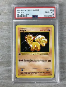 1999 1st Edition Vulpix Shadowless Base Set 68/102 (PSA 9 Mint) Pokemon Card. - Image 1