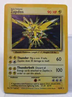 Pokemon Zapdos Holo 16/102 Base Set HP - Image 1