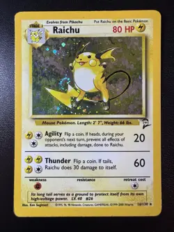 Pokemon TCG: Raichu base set 2 HOLO 16/130 With SWIRL💫 - LP - Image 1