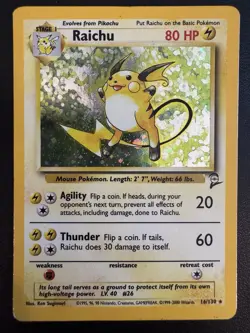 Pokemon TCG: Raichu base set 2 HOLO 16/130 With SWIRL💫 - LP - Image 2