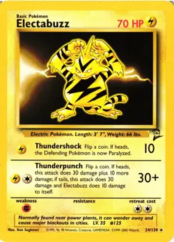 Pokemon TCG Electabuzz 24/130 Base Set 2 Unlimited Regular Rare LP - Image 1