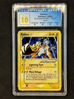 Raikou Gold Star EX Unseen Forces Holo Rare #114 CGC Pristine 10 Pokemon - Image 4