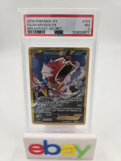 2016 POKEMON BREAKPOINT M GYARADOS #123 FULL ART SECRET PSA 7 - Image 1