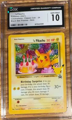 Pikachu Birthday (2021) Pokemon Celebrations Promo #24 CGC 10 Gem Mint - Image 1