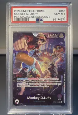 One Piece TCG Monkey D Luffy OP05-060 Leader PSA Magazine Exclusive Promo. - Image 1