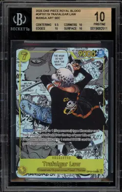 One Piece CCG Trafalgar Law Royal Blood Manga Alternate Art OP10-119 BGS 10 - Image 1