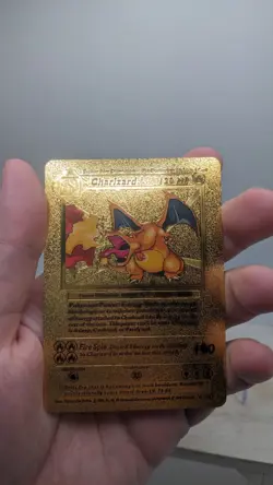 1999 WOTC Pokemon Charizard 120HP Gold Foil Metal Fan Art Card 4/102 - Image 3