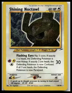 Pokemon TCG Shining Noctowl Holo Rare Card Neo Destiny 110/105 - Image 1