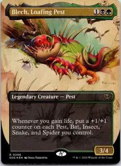Blech, Loafing Pest (Borderless) 298 Secrets of Strixhaven Foil NM - Image 1