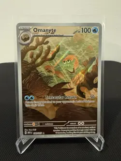 Pokemon Omanyte 180/165 Scarlet & Violet 151 Illustration Rare Holo Card 100 HP - Image 1
