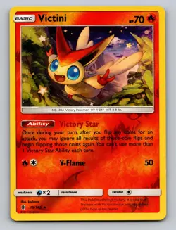 Victini 10/145 Holo Holo Rare Guardians Rising Pokemon Reverse Holo NM - Image 1