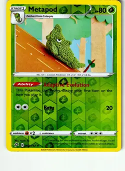 Metapod 002/192 Uncommon Rebel Clash Pokemon Reverse Holo Lightly Played - Image 1