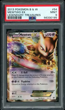 2013 Pokemon BW Legendary Treasures FADED ERROR Mewtwo EX #54 PSA 9 MINT - Image 1