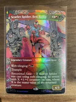 Scarlet Spider, Ben Reilly (Borderless Foil) Marvel's Spider-Man MTG Foil NM 214 - Image 1