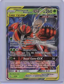 Pheromosa & Buzzwole GX 1/214 Holo Rare GX Unbroken Bonds Pokemon Near Mint - Image 1