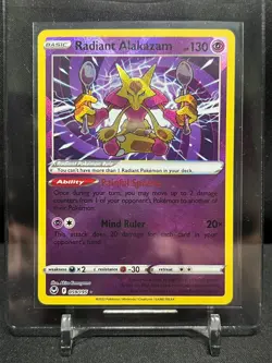Radiant Alakazam 059/195 Holo Rare Pokemon 2022 Silver Tempest NM - Image 1