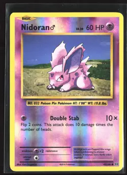 Pokemon TCG - Nidoran M Reverse Holo Common XY - Evolutions 43/108 LP - Image 1