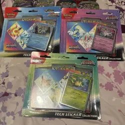 3 Pokemon TCG SV8.5 Prismatic Evolutions Tech Sticker Collection Blister Sealed - Image 1
