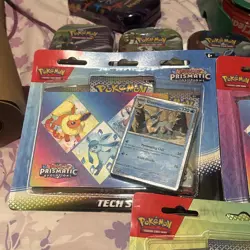 3 Pokemon TCG SV8.5 Prismatic Evolutions Tech Sticker Collection Blister Sealed - Image 3