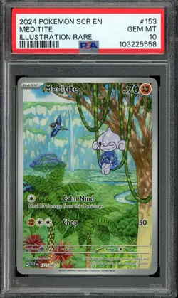 [PSA 10] Meditite 153/142 Stellar Crown SCR IR Illustration Rare POKEMON - Image 1