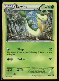 Pokemon - Servine 1/12 Confetti Holo McDonald's Promo 2012 HP - Image 1