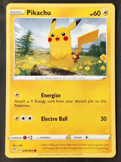 Pikachu 049/203 ⚡ SWSH07: Evolving Skies Regular, Pokemon 2021 •NM/LP - Image 1